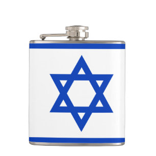 Vlag van de gevlekte erlenmeyer van Israël met vi Heupfles