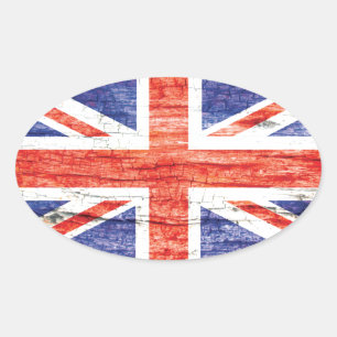  vlag van de Houten Union Jack British (UK) Ovale Sticker