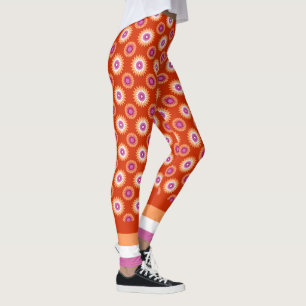 Vlag van de Lesbische pride/oranje bloemenpatroon Leggings