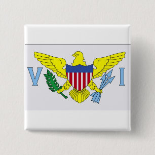 Vlag van de Maagdeneilanden Vierkante Button 5,1 Cm