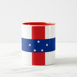 Vlag van de Nederlandse Antillen Tweekleurige Koffiemok