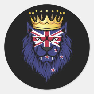 Vlag van de New Zealand Lion King Ronde Sticker