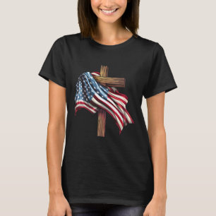 Vlag van de Onafhankelijkheidsdag Cross Print T-shirt