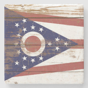 Vlag van de oude staat Wooden Ohio Stenen Onderzetter