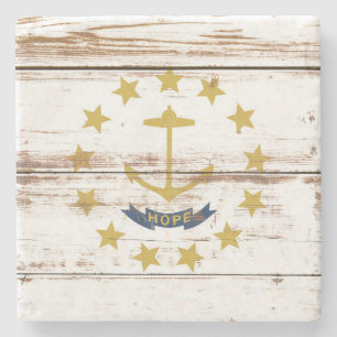 Vlag van de oude Wooden Rhode Island Stenen Onderzetter