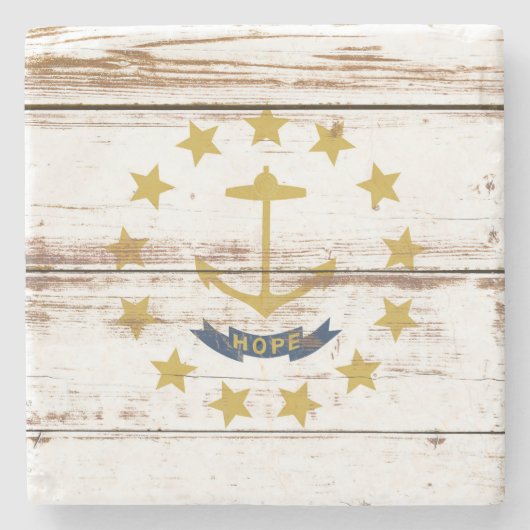 Vlag van de oude Wooden Rhode Island Stenen Onderzetter (Voorkant)