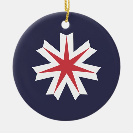 Vlag van de prefectuur Hokkaido, Japan Keramisch Ornament (Voorkant)