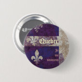 Vlag van de provincie Grunge Quebec en knoop van d Ronde Button 5,7 Cm (Voorkant /achterkant)