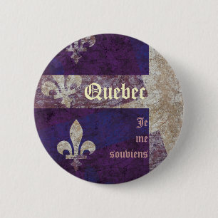 Vlag van de provincie Grunge Quebec en knoop van d Ronde Button 5,7 Cm