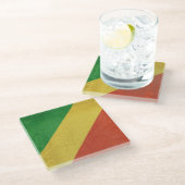 Vlag van de Republiek Congo Glazen Onderzetter (Schuin)