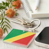 Vlag van de Republiek Congo Sleutelhanger (Voorkant Rechts)