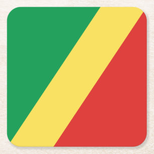 Vlag van de Republiek Congo Vierkante Kartonnen Onderzetter