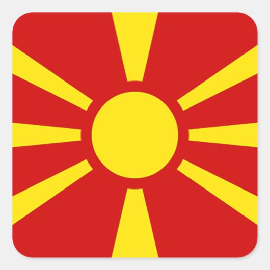 Vlag van de Republiek Macedonië Vierkante Sticker (Voorkant)