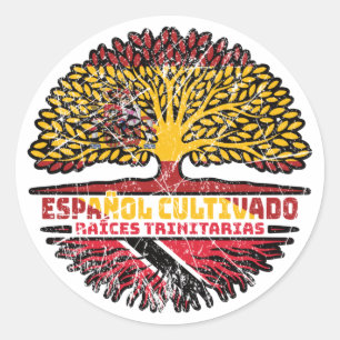 Vlag van de Spaanse boomstammen Trinidad en Tobago Ronde Sticker