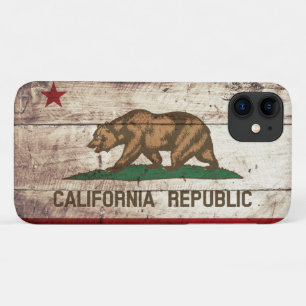 Vlag van de staat Californië op de oude houten kor iPhone 11 Hoesje