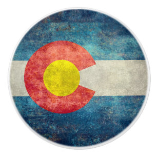 vlag van de staat Colorado met  retro grungy look Keramische Knop