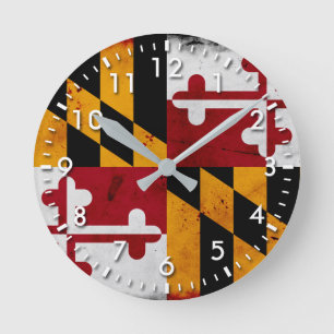 vlag van de staat Grunge Patriotic Maryland Ronde Klok