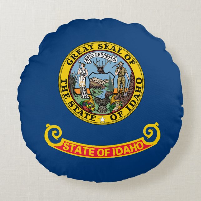 Vlag van de staat Idaho Rond Kussen (Voorkant)