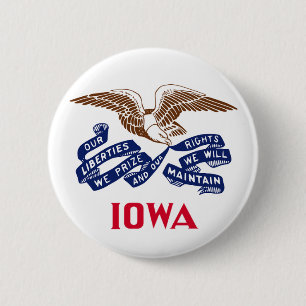 Vlag van de staat Iowa Ronde Button 5,7 Cm
