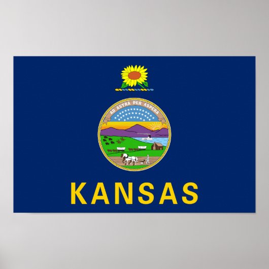Vlag van de staat Kansas Poster (Voorkant)