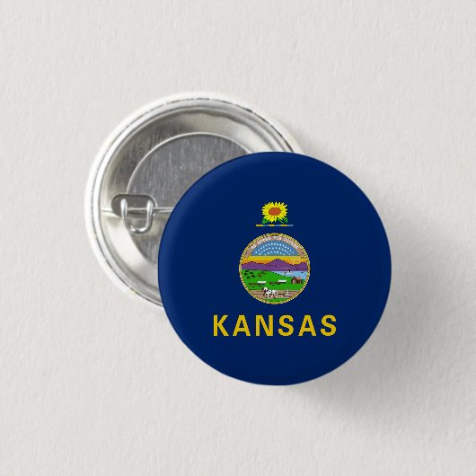 Vlag van de staat Kansas Ronde Button 3,2 Cm (Voorkant /achterkant)
