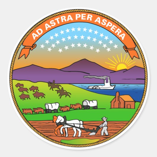 Vlag van de staat Kansas Ronde Sticker (Voorkant)
