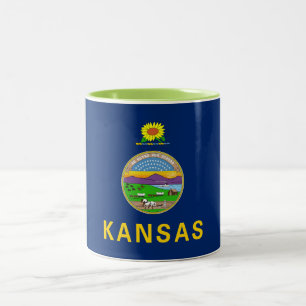 Vlag van de staat Kansas Tweekleurige Koffiemok