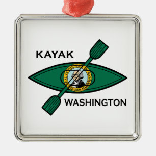 Vlag van de staat Kayak Washington Metalen Ornament