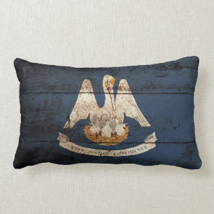 Vlag van de staat Louisiana op de oude houten korr Kussen
