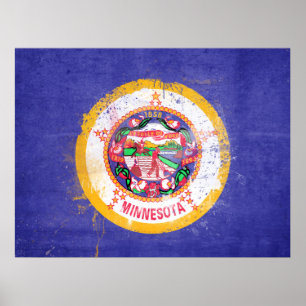 vlag van de staat Minnesota in nood Poster