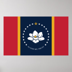 vlag van de staat Mississippi Poster