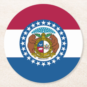 vlag van de staat Missouri Ronde Kartonnen Onderzetter