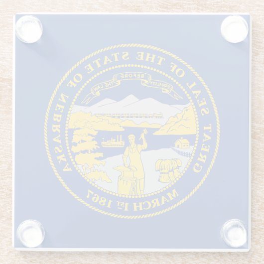 vlag van de staat Nebraska Glazen Onderzetter (Achterkant)