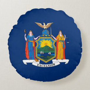 Vlag van de staat New York Rond Kussen