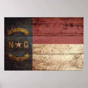 Vlag van de staat North Carolina op de oude houten Poster