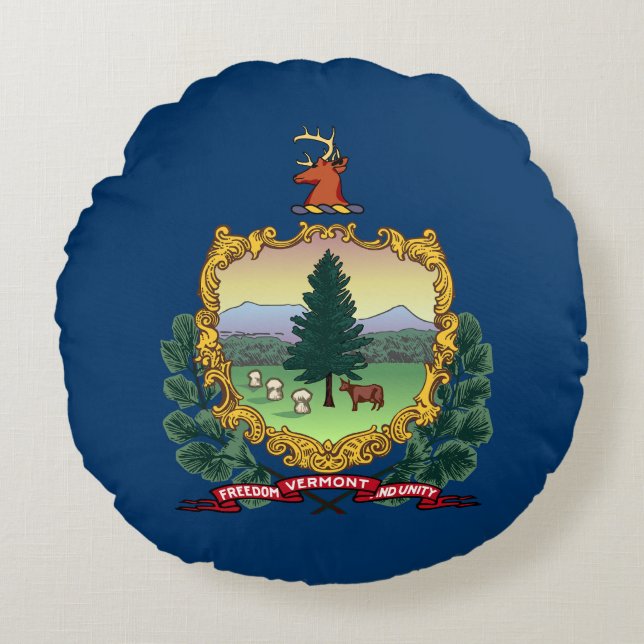 Vlag van de staat Vermont Rond Kussen (Voorkant)