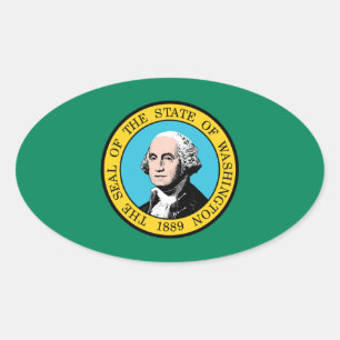 vlag van de staat Washington Ovale Sticker