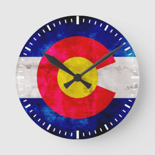  vlag van de staat Weathered Colorado Ronde Klok