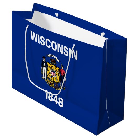 Vlag van de staat Wisconsin Groot Cadeauzakje (Voorkant Gekanteld)