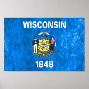 Vlag van de staat Wisconsin Poster