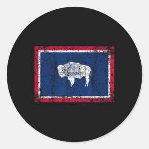 Vlag van de staat Wyoming Vintage cadeau voor mann Ronde Sticker