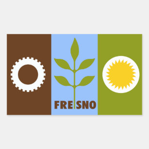 Vlag van de stad Fresno, Californië, rechthoekige  Sticker