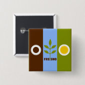 Vlag van de stad Fresno, Californische Button (Voorkant /achterkant)