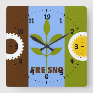 Vlag van de stad Fresno Square Wall Clock Vierkante Klok