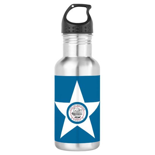 Vlag van de stad Houston, Texas Water Bottle Waterfles (Voorkant)