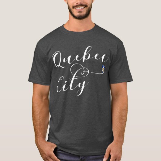 Vlag van de stad Quebec in het hart van de T-shirt (Voorkant)