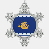 Vlag van de stad Quebec Tin Sneeuwvlok Ornament (Voorkant)