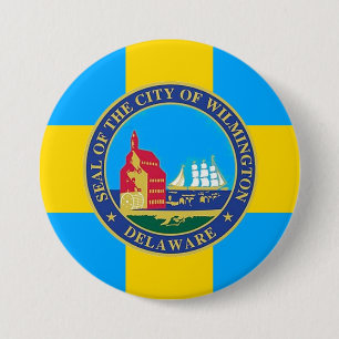 Vlag van de stad Wilmington, Delaware Ronde Button 7,6 Cm