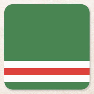 Vlag van de Tsjetsjeense Republiek Itsjkerië Vierkante Kartonnen Onderzetter