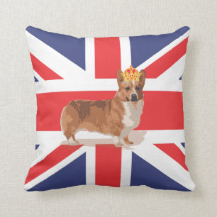 Vlag van de Unievaarder met Corgi en Crown Pillow Kussen